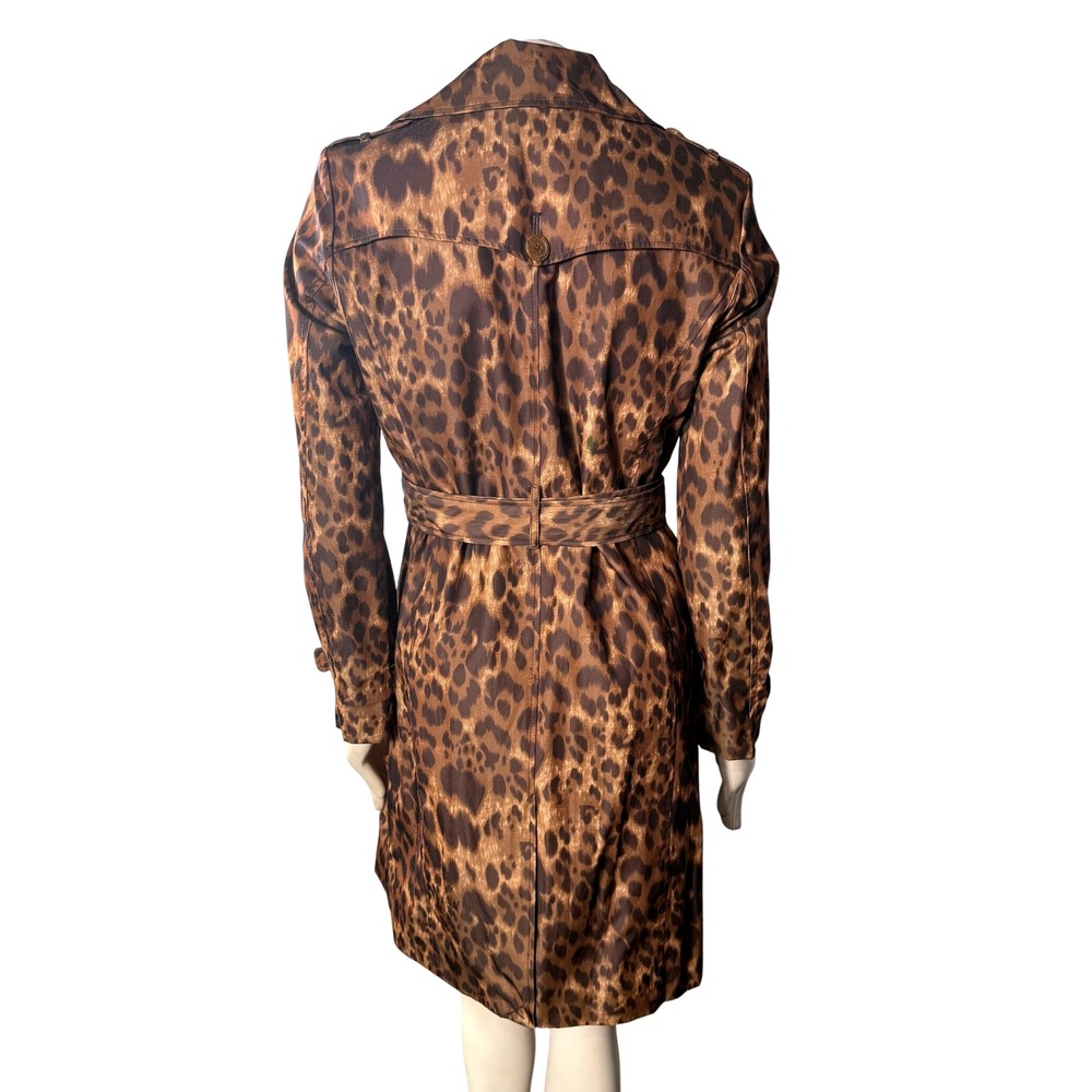 Kenneth Cole Reaction Leopard Print Trench Coat Belted Medium G-III Apparel Glam - Picture 3 of 13